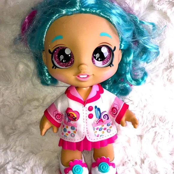 Shopkins Toys Kindi Kids Moose Blue Hair Big Pink Eyes Bobble
